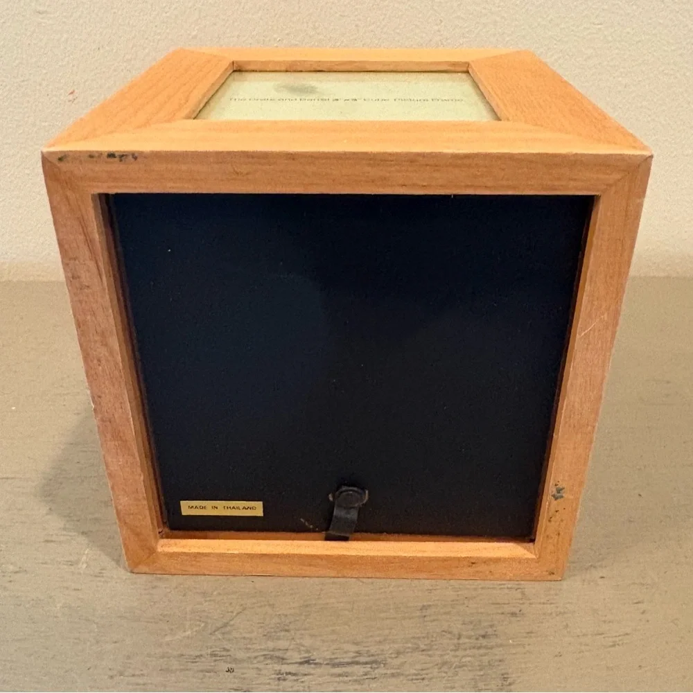 Crate&Barrel Wood Cube 3X3 Four Picture Frame Box